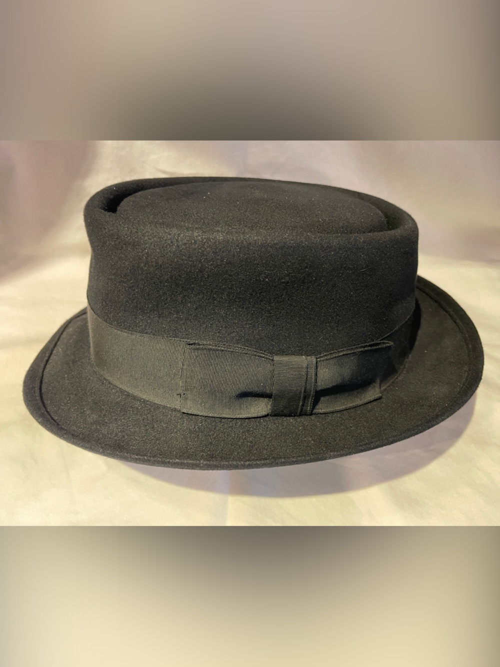 Classic Black Fur Felt Fedora / Pork Pie Hat